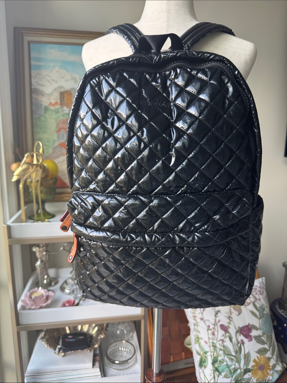 MZ Wallace Metro Backpack Ultra Chic Black Lacquer Quilted